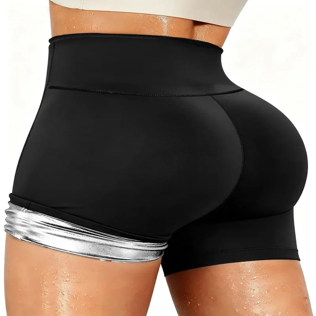High Waist Workout Shorts with Moisture Wicking Fabric and Compression Waist Wrap