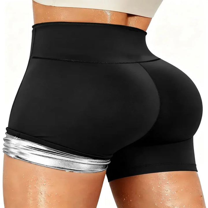 High Waist Workout Shorts with Moisture Wicking Fabric and Compression Waist Wrap
