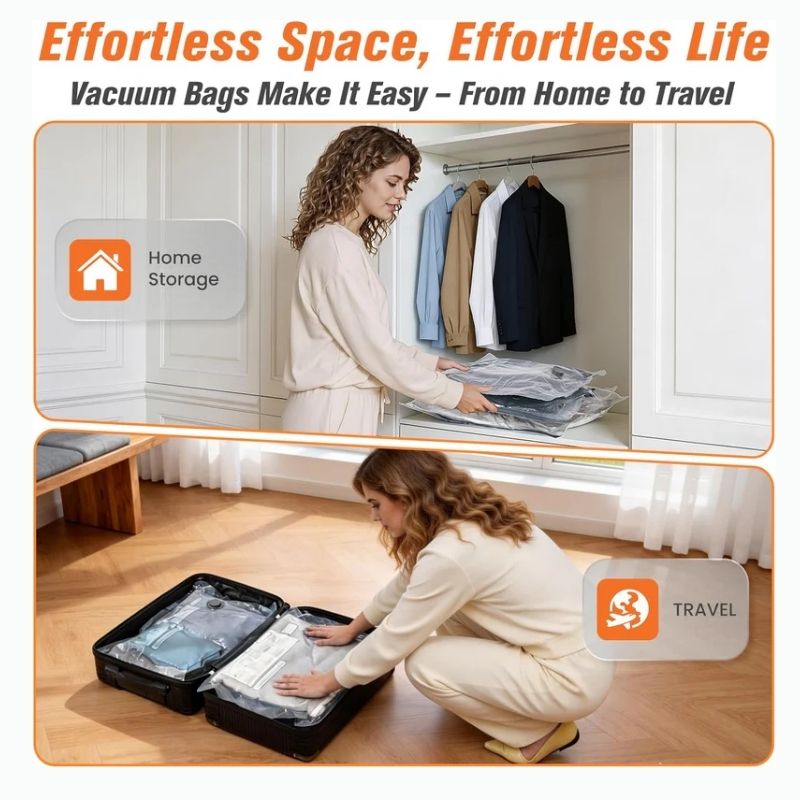 Vacuum Storage Bags with Wireless Pump, 15-Piece Set for Clothing and Bedding