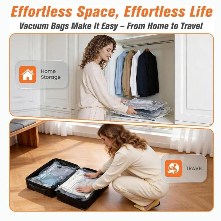 Vacuum Storage Bags with Wireless Pump, 15-Piece Set for Clothing and Bedding
