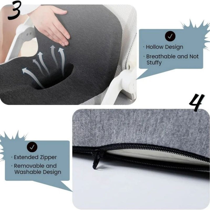 Memory Foam Seat Cushion with Non Slip Base and Machine Washable Cover
