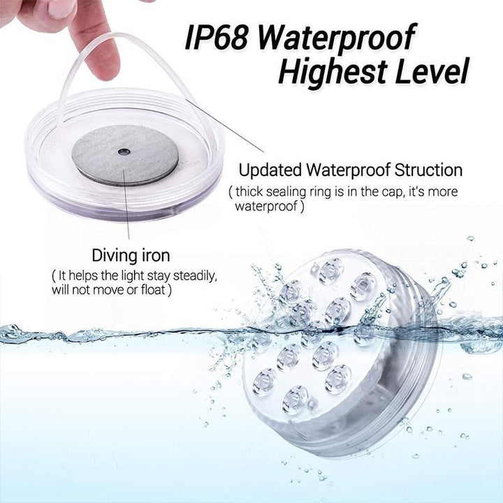 Submersible LED Light with 16-colour Remote and Suction Cup Mounting for Pools