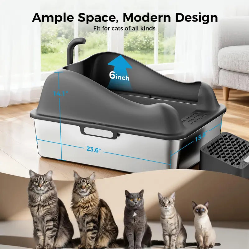 Large Enclosed Cat Litter Box with Flip Top Lid and Leak Prevention, 28-Liter Capacity