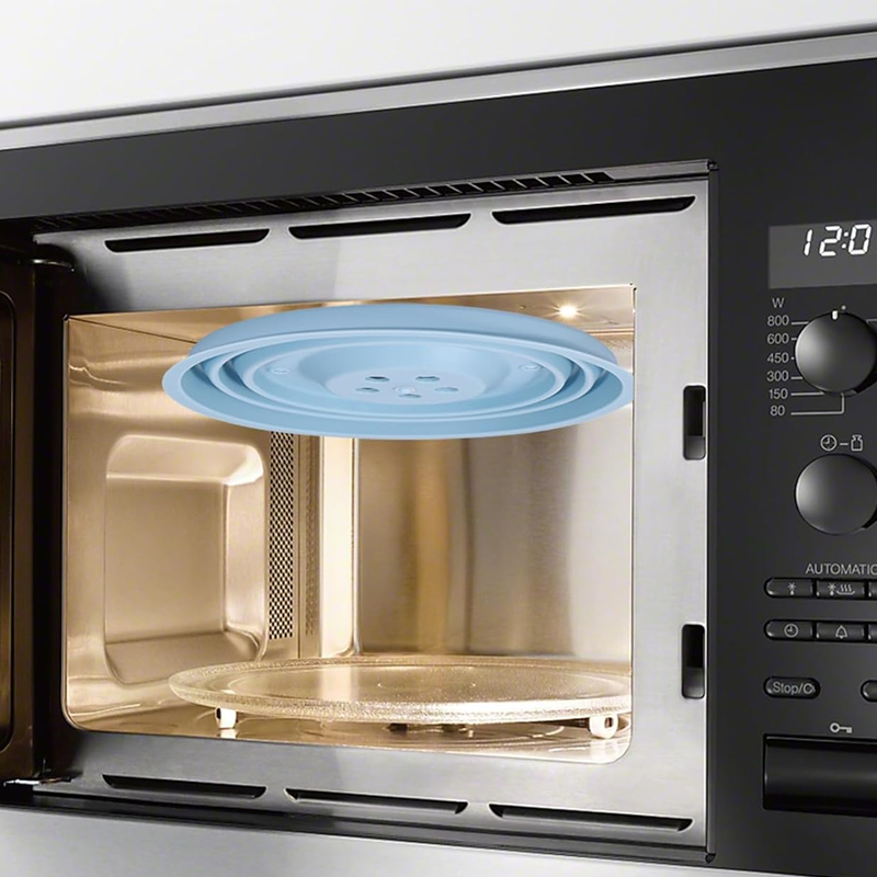 Collapsible Silicone Microwave Cover with Magnetic Storage and Steam Vents