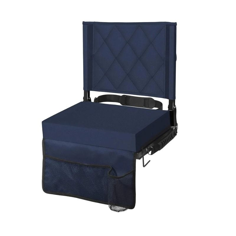 Stadium Seat with Angled Back Support and Adjustable Shoulder Strap