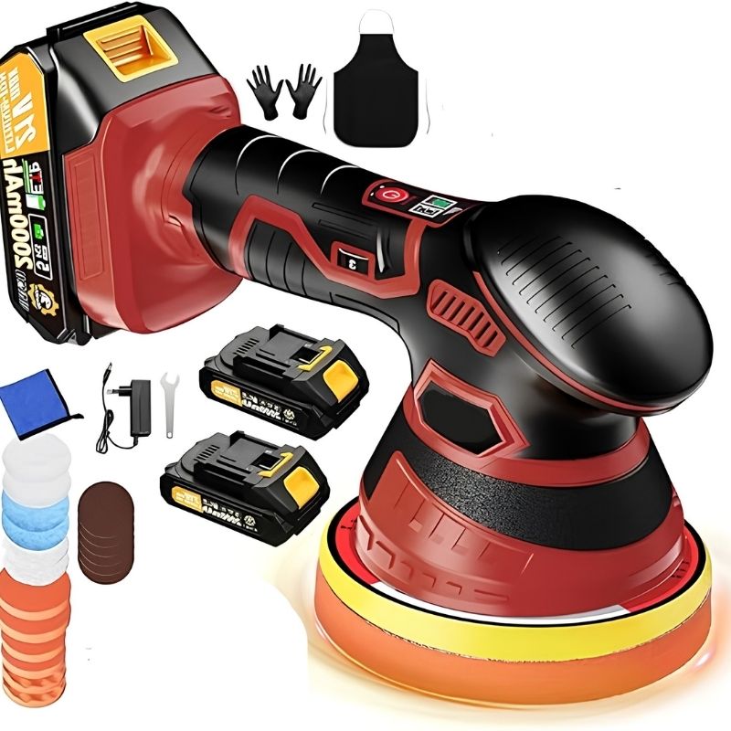 Cordless Orbital Buffer Polisher with Variable Speed and Multiple Foam Pads