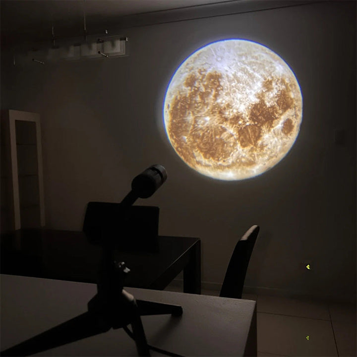 Moon and Earth Projection Lamp with Flexible Neck, Two Films