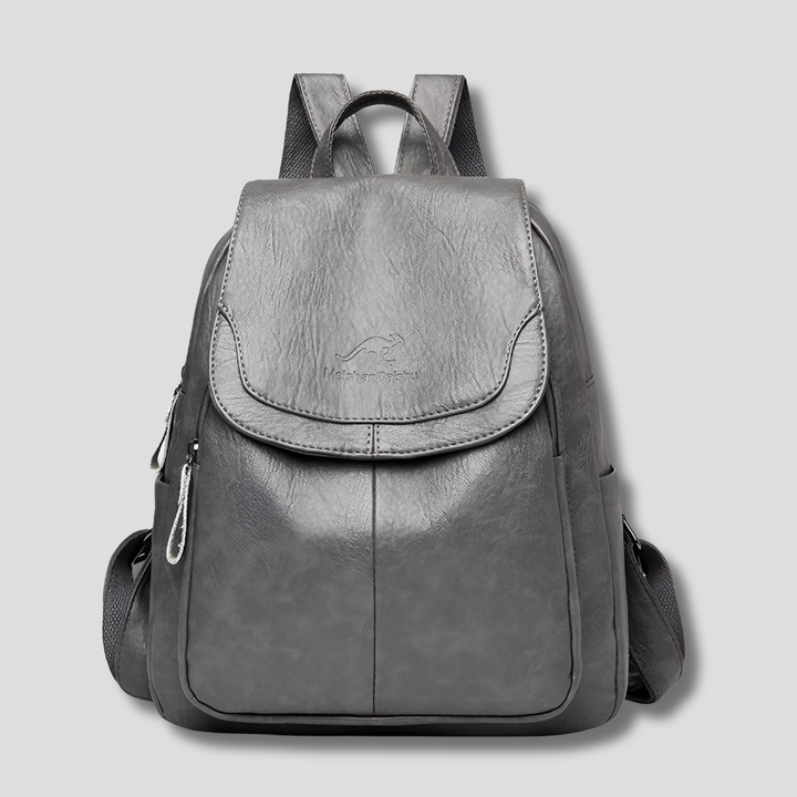 Embossed Backpack with Body-Facing Zipper and Multiple Interior Pockets