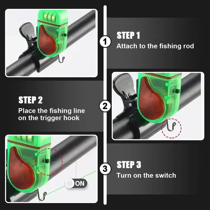 Fishing Rod Bite Alarm with LED Light and 80 Decibel Sound Alert