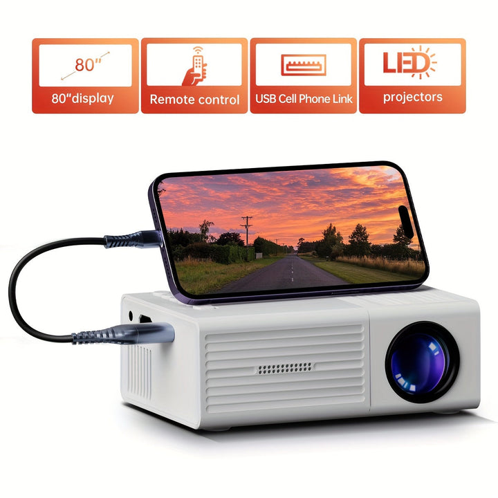 Portable Mini Projector with 3000 Lumen Brightness and HDMI USB Connectivity for Indoor Outdoor Use
