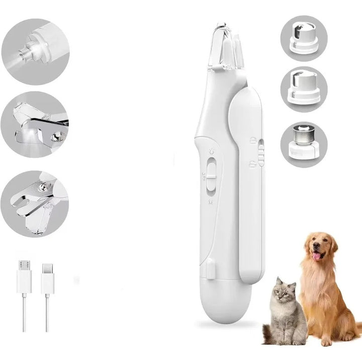 2 in 1 Electric Nail Clipper and Grinder for Dogs and Cats of All Sizes, LED Light, Painless, Low Noise, Safe