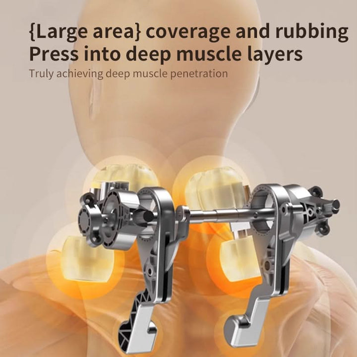Cordless Heated Neck Massager with Six Rotating Heads and Remote Control