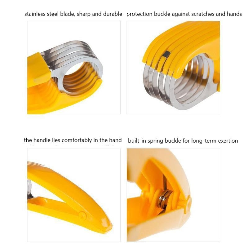 Handheld Banana Slicer with Eleven Stainless Steel Blades and Ergonomic Grip