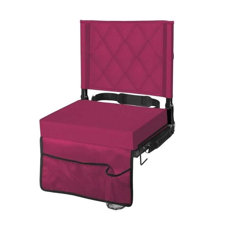Stadium Seat with Angled Back Support and Adjustable Shoulder Strap