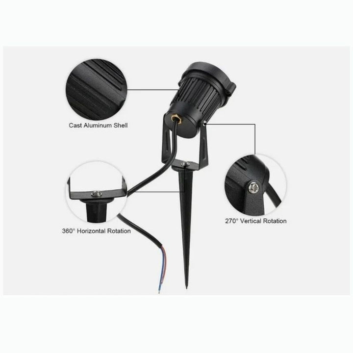 Outdoor LED Spotlight with Adjustable Head and Spike Mount, 10-Pack for 12V Landscape Systems