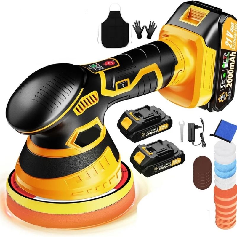 Cordless Orbital Buffer Polisher with Variable Speed and Multiple Foam Pads
