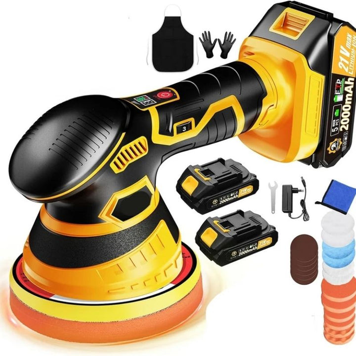 Cordless Orbital Buffer Polisher with Variable Speed and Multiple Foam Pads