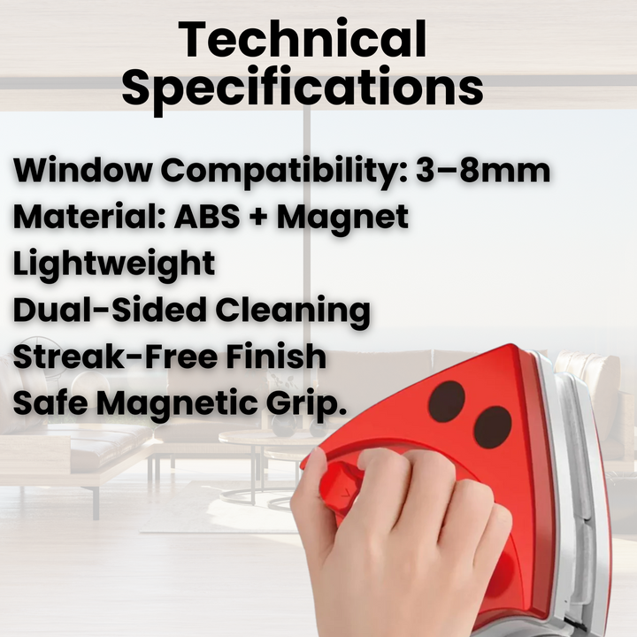 Magnetic Window Cleaner with Dual-Sided Cleaning Pads