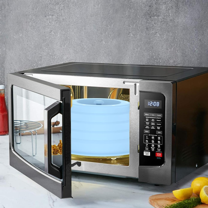 Collapsible Silicone Microwave Cover with Magnetic Storage and Steam Vents