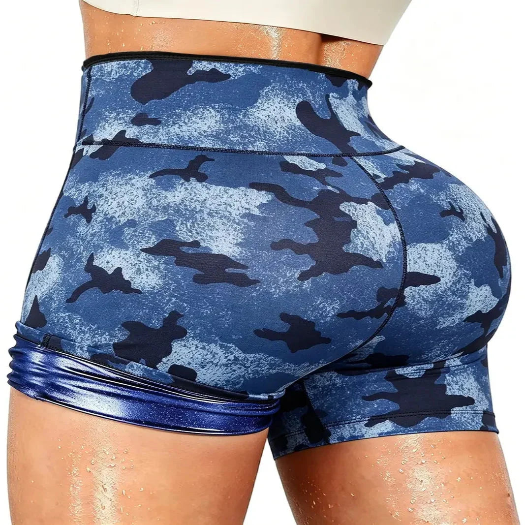 High Waist Workout Shorts with Moisture Wicking Fabric and Compression Waist Wrap