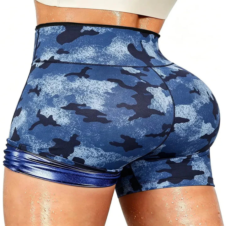 High Waist Workout Shorts with Moisture Wicking Fabric and Compression Waist Wrap