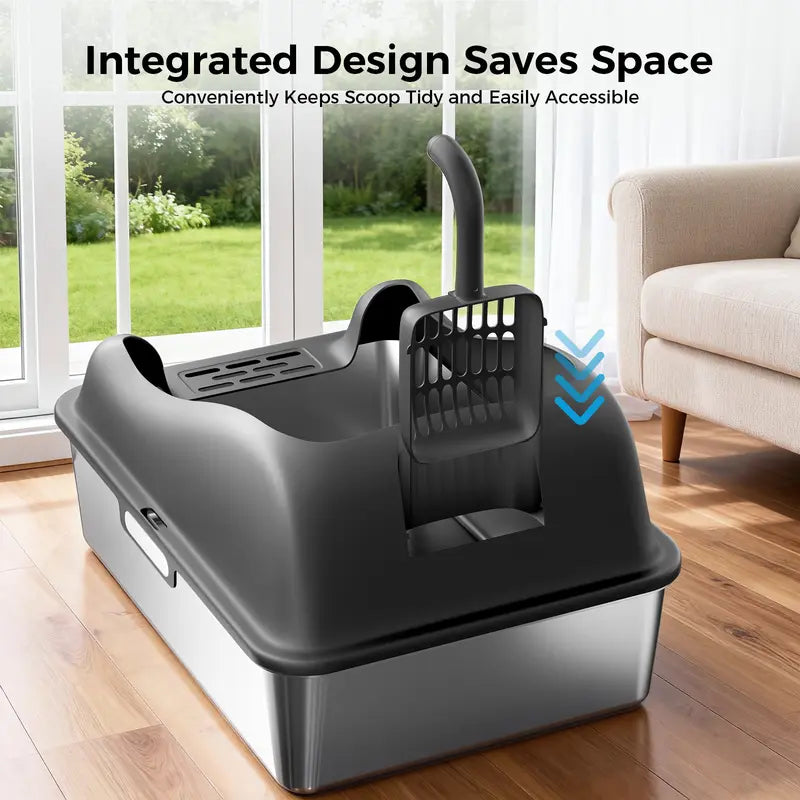 Large Enclosed Cat Litter Box with Flip Top Lid and Leak Prevention, 28-Liter Capacity
