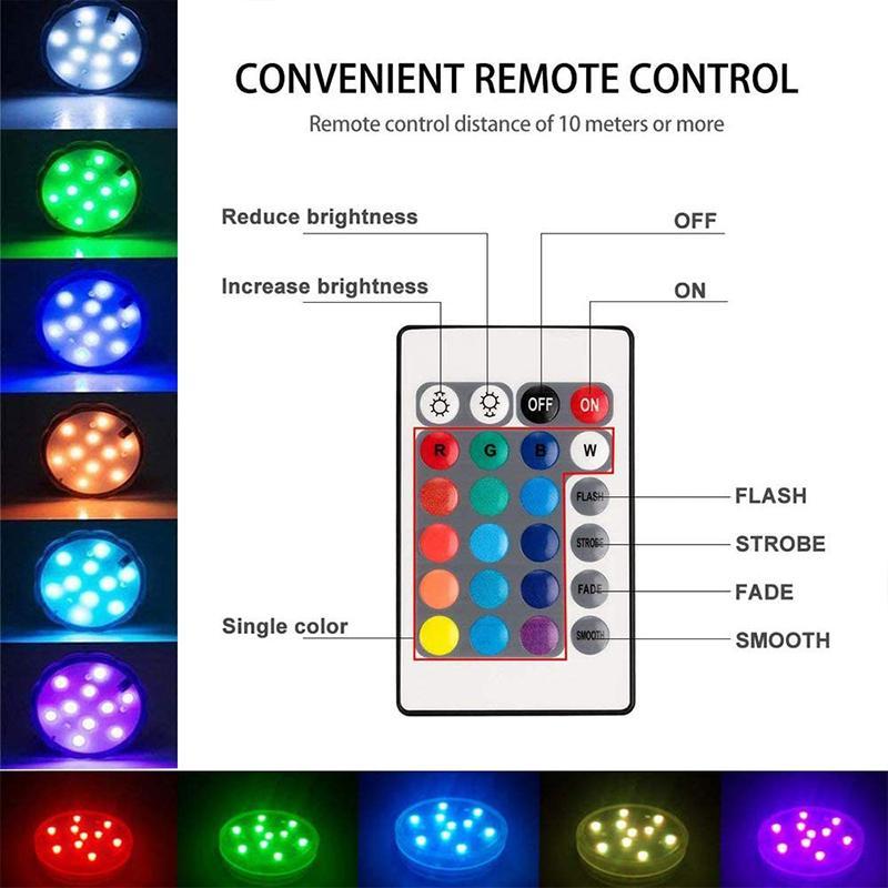 Submersible LED Light with 16-colour Remote and Suction Cup Mounting for Pools