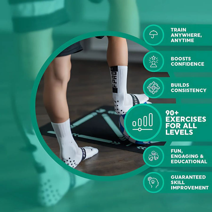 Soccer Dribbling Training Mat with Grip Socks and Video Program
