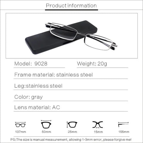 Compact Mens and Ladies Folding Reading Glasses
