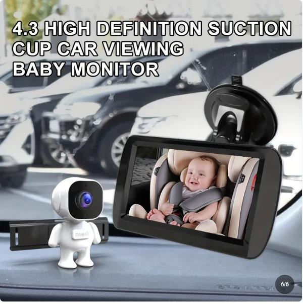 4.3 Inch Car Baby Monitor with HD Camera, Suction Cup Display and Adjustable Viewing Angle