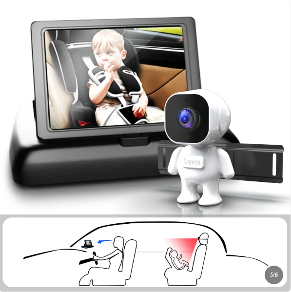 4.3 Inch Car Baby Monitor with HD Camera, Suction Cup Display and Adjustable Viewing Angle