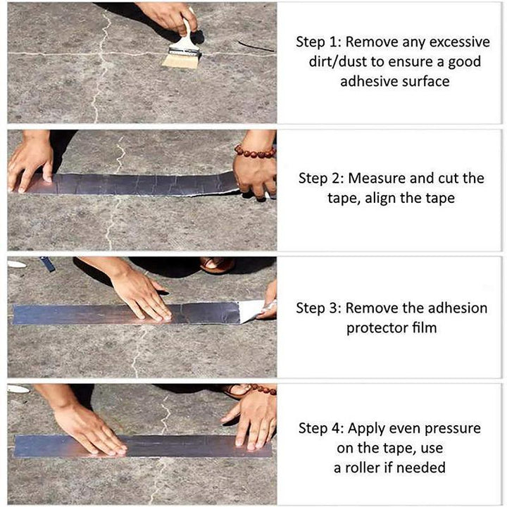 Waterproof Butyl Tape with Aluminum Foil Backing and Cold Weather Performance, 5 Meters