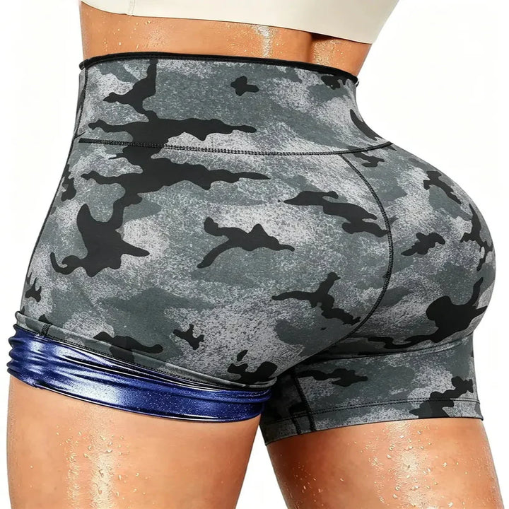High Waist Workout Shorts with Moisture Wicking Fabric and Compression Waist Wrap