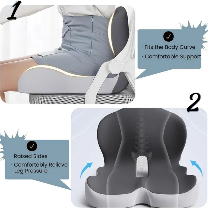 Memory Foam Seat Cushion with Non Slip Base and Machine Washable Cover