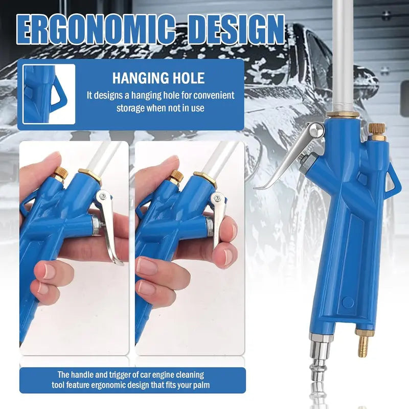 Air Blow Gun with Pivoting Nozzle and Alloy Body for Engine Cleaning
