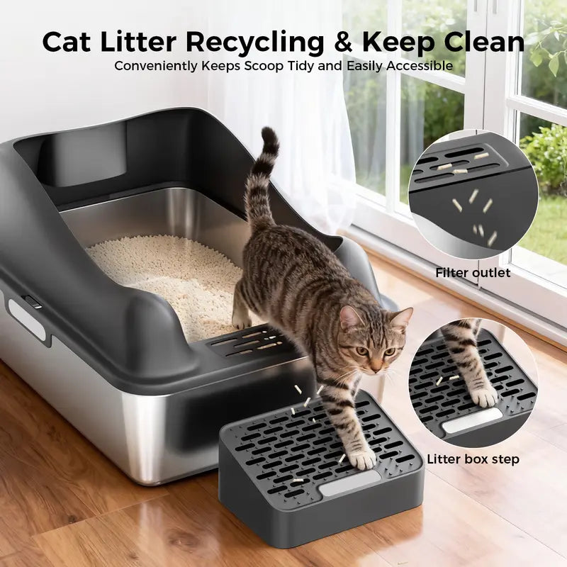 Large Enclosed Cat Litter Box with Flip Top Lid and Leak Prevention, 28-Liter Capacity