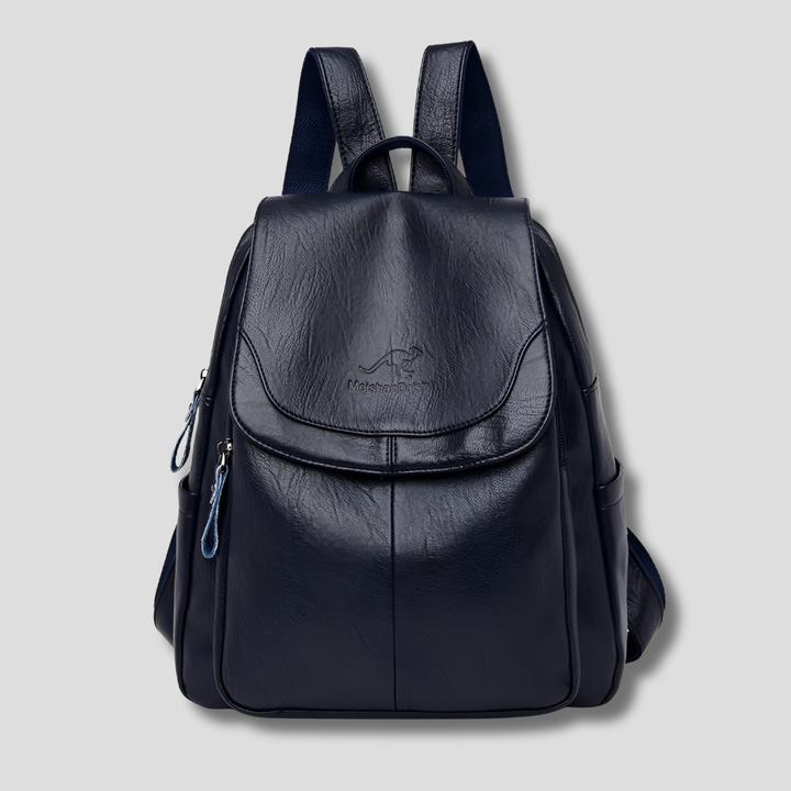 Embossed Backpack with Body-Facing Zipper and Multiple Interior Pockets