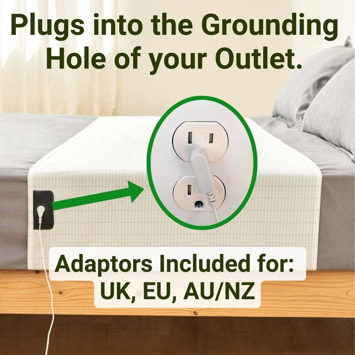 Grounding Bed Sheet with Detachable Grounding Cord and Breathable Low-Profile Fabric