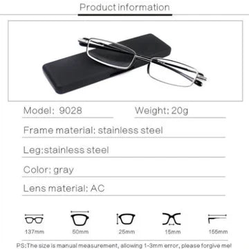 Compact Mens and Ladies Folding Reading Glasses