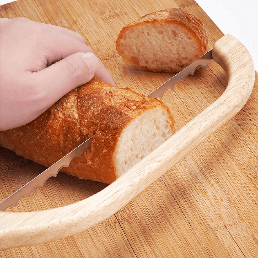 Serrated Bread Knife with 10 Inch Blade and Textured Grip, Ambidextrous Design