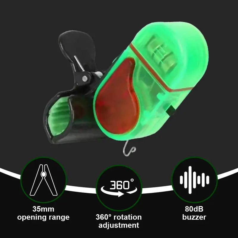 Fishing Rod Bite Alarm with LED Light and 80 Decibel Sound Alert