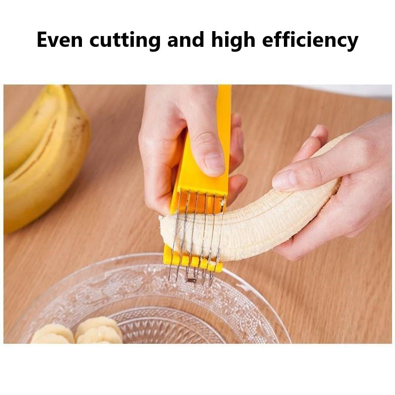 Handheld Banana Slicer with Eleven Stainless Steel Blades and Ergonomic Grip