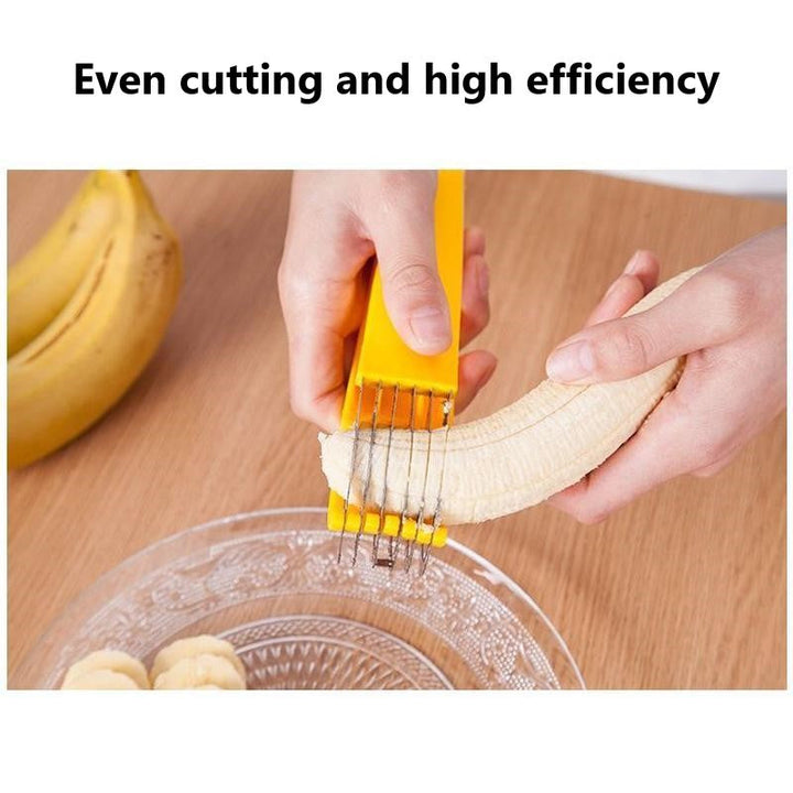 Handheld Banana Slicer with Eleven Stainless Steel Blades and Ergonomic Grip