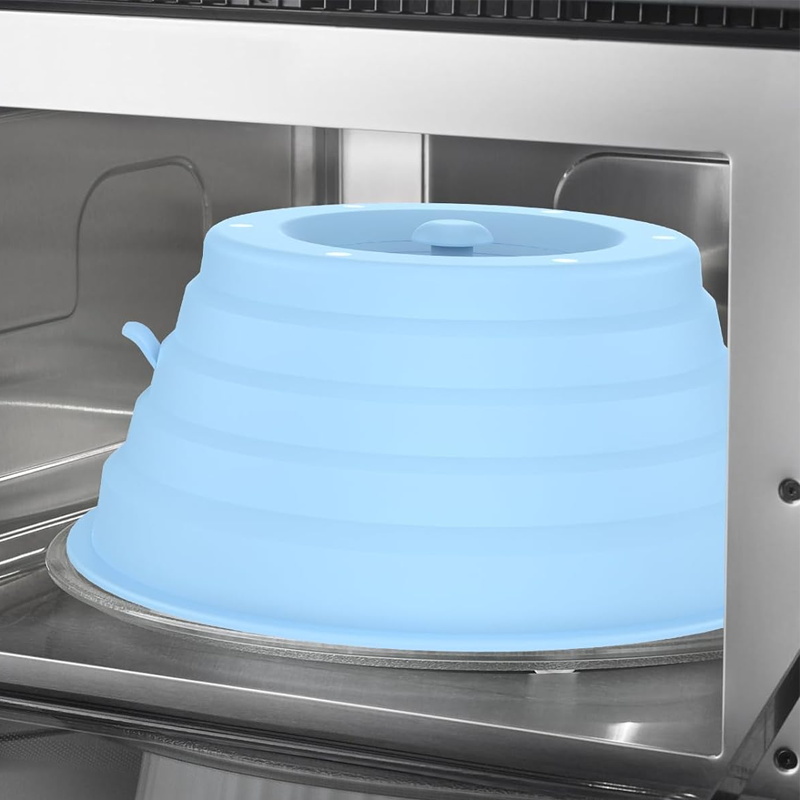 Collapsible Silicone Microwave Cover with Magnetic Storage and Steam Vents