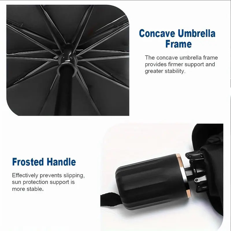 Reflective Windshield Sunshade 55x31in with Umbrella Fold for Cars and SUVs