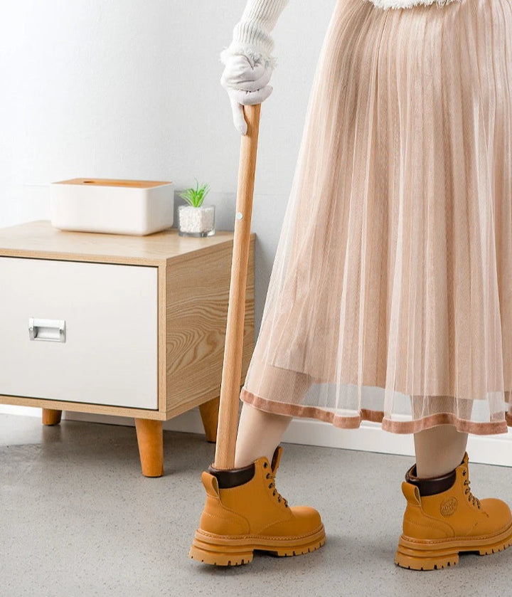 Extra Long Shoe Horn with Smooth Curved Surface and Comfortable Grip Handle