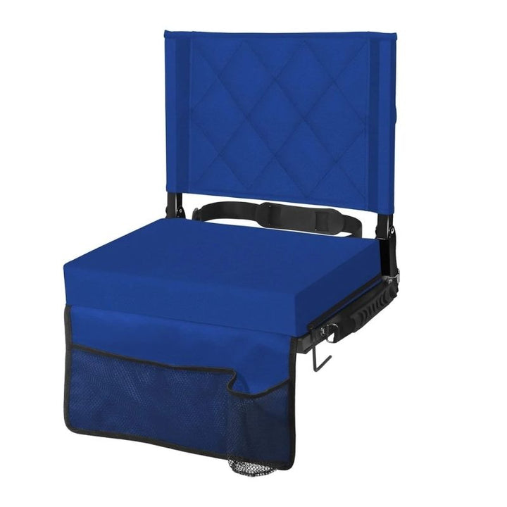 Stadium Seat with Angled Back Support and Adjustable Shoulder Strap