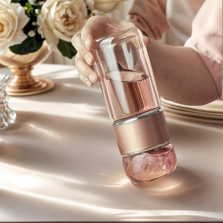 Glass Tea Infuser Bottle with Tilt Brewing Control and Stainless Steel Filter