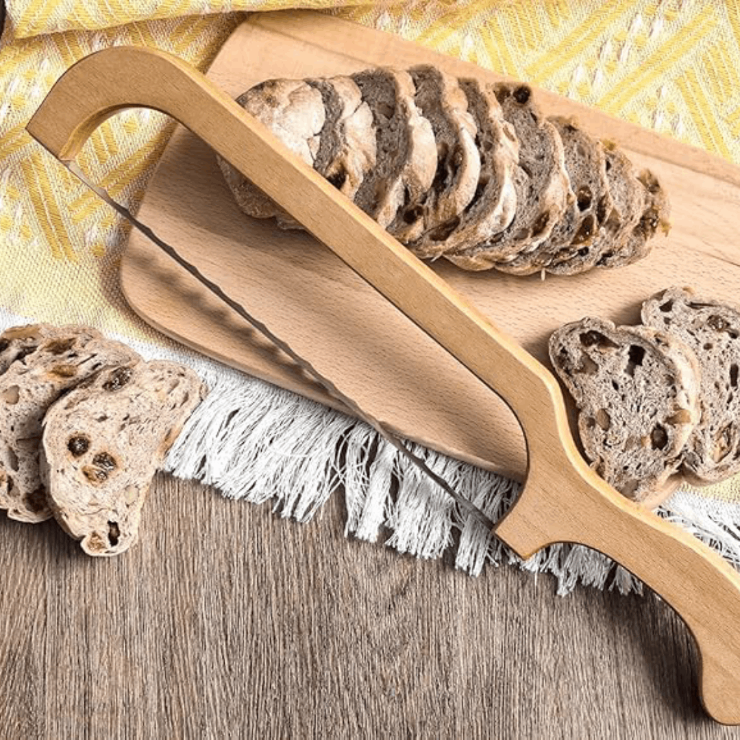Serrated Bread Knife with 10 Inch Blade and Textured Grip, Ambidextrous Design