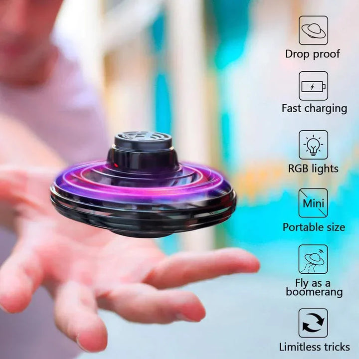 Hand Control Gyroscopic Hovering Spinner with LED Light Display and Rechargeable Battery